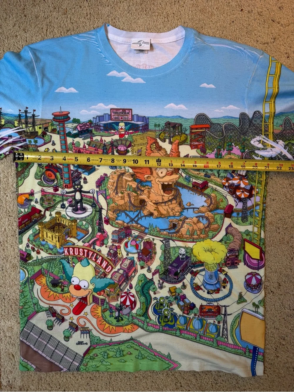 Universal Studios The Simpsons Krustyland Map Graphic Tee Size L White - Picture 4 of 6